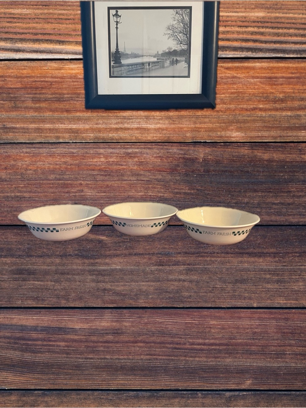 Set of 3 Corelle “Homemade” “Farm Fresh” Ceramic Serving Bowls-Cream Green Trim - Picture 2 of 5